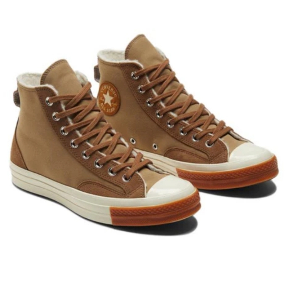New Converse Chuck 70 High 'Lined Colorblock - Nomad Khaki Gum', size 8